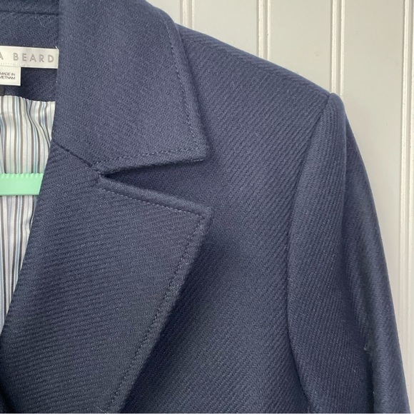 Veronica Beard Port DB Dickey Coat Jacket Navy Blue Wool Blend & Gold Button 2 - Picture 3 of 11